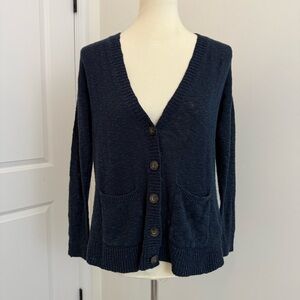 Vintage Abercrombie & Fitch Moose Logo Navy Blue Cardigan Sweater Y2K